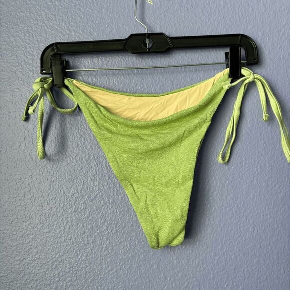 ZAFUL Shiny Silky Tie Side Tanga Bikini Swimwear Light Green Large Triangle - Picture 5 of 8